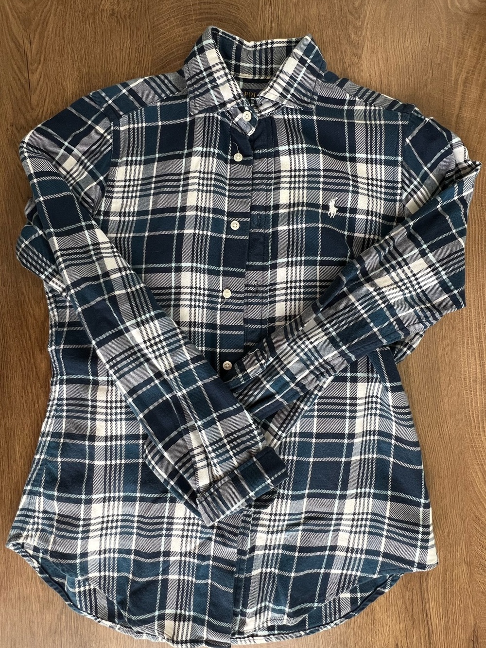 Polo by Ralph Lauren Navy and White Plaid Button-Down Shirt